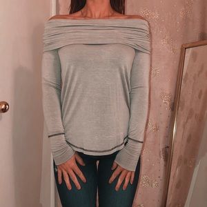 Blush Boutique sage off the shoulder long sleeve